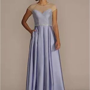 NWT JULES AND CLEO Satin Ball Gown with Sheer Embellished Top Size 6